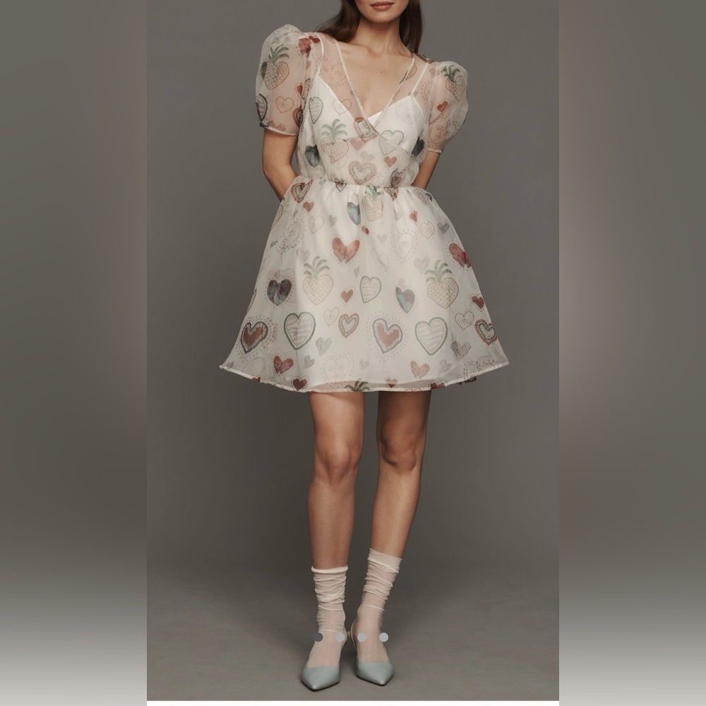FARM Rio Heart Patterned Dress - Cream